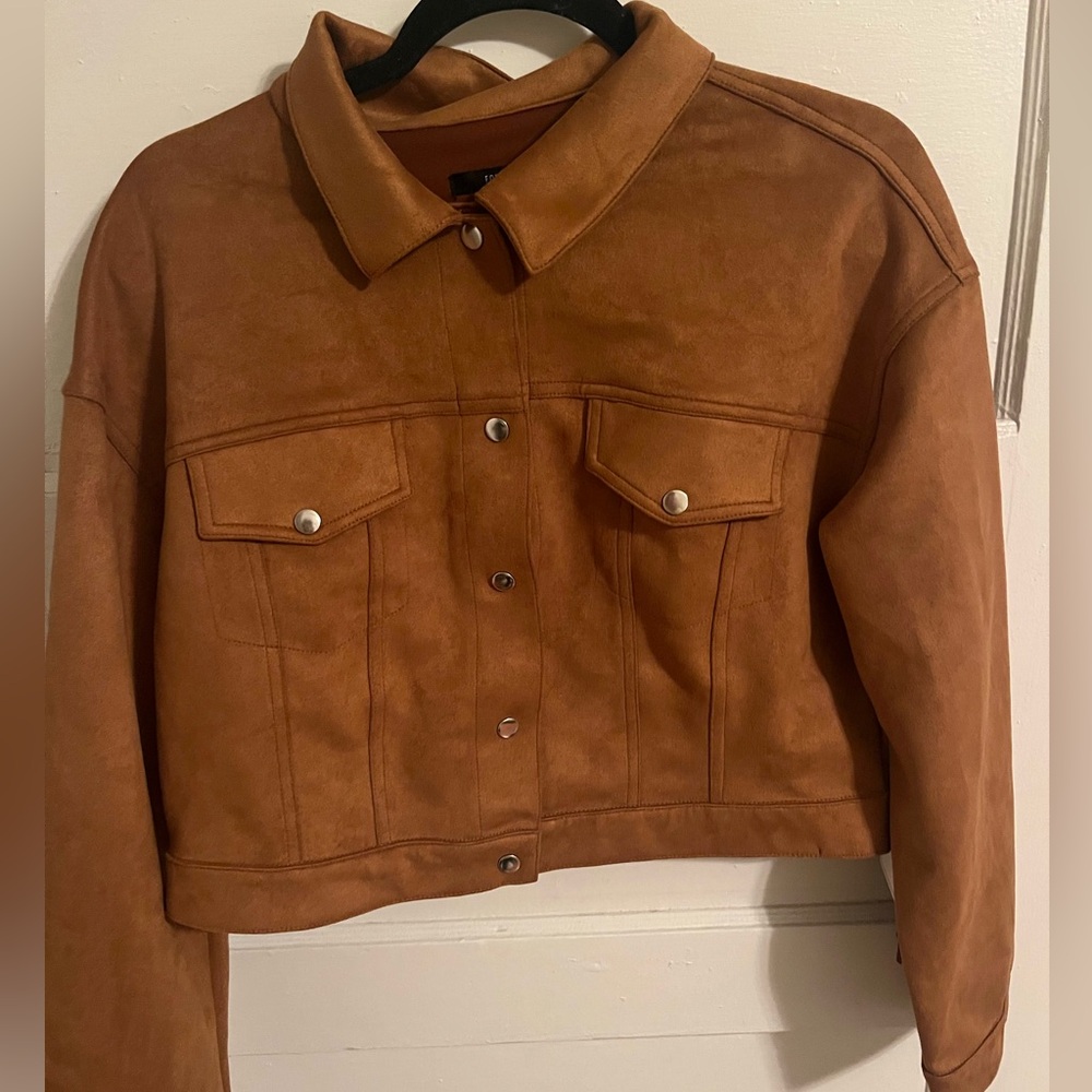 Suede fringe brown jacket Forever 21 boho chic